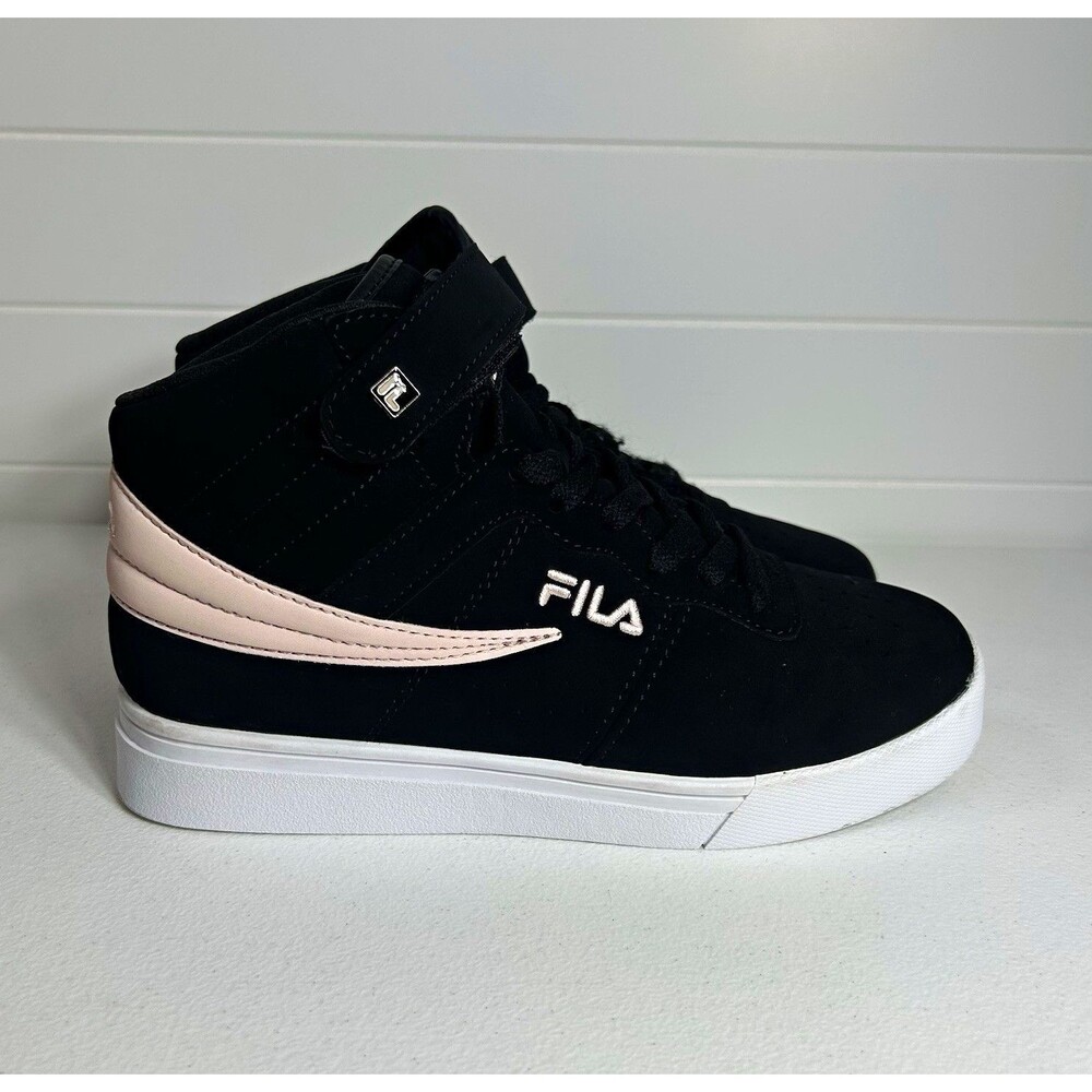 FILA Girls High Top Sneakers Black Pink Strap Lace Up US 7 EU 38